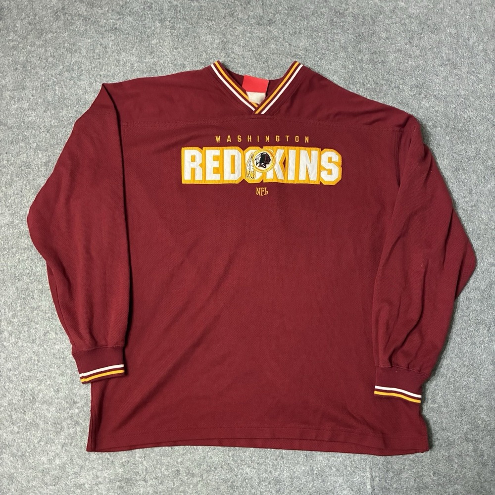 Vintage Y2K Washington Redskins NFL Mens L Long Sleeve V Neck Jersery Pull Over